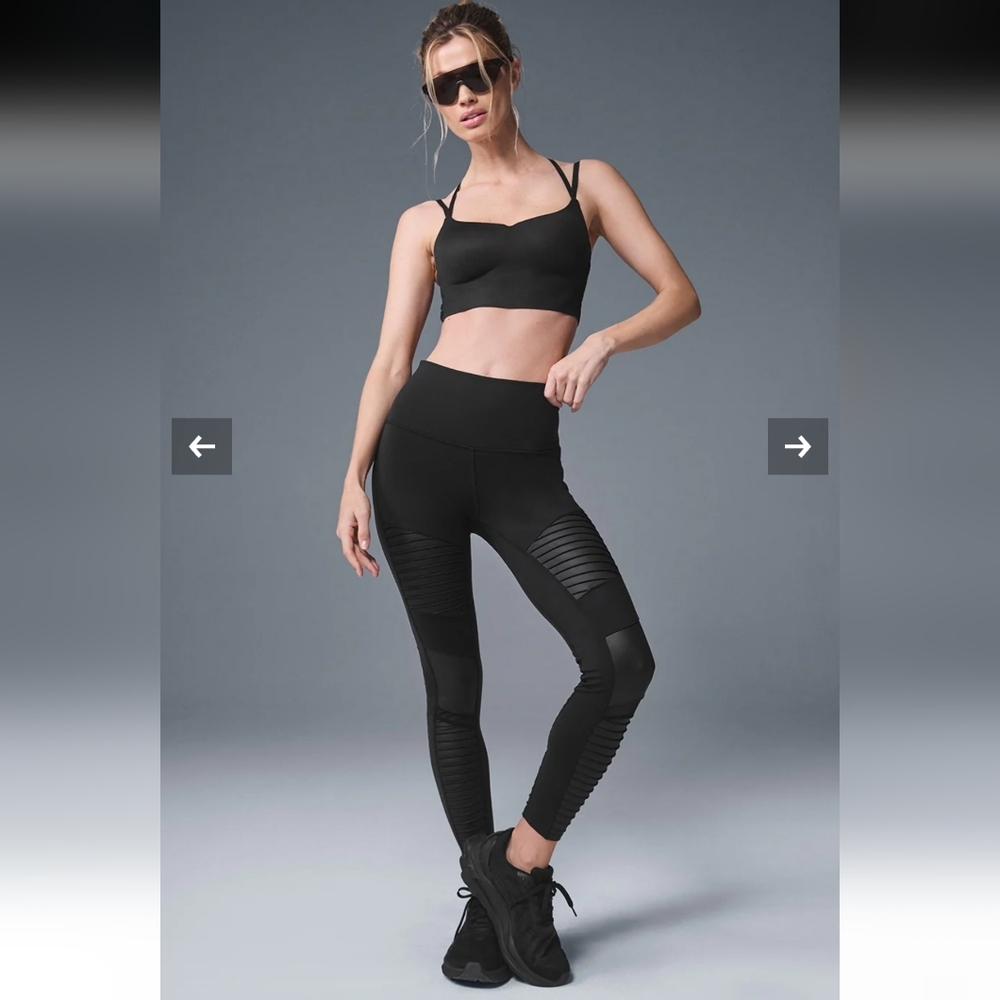 ALO Yoga Black Leggings High Waisted Moto Gym Running Athleisure.